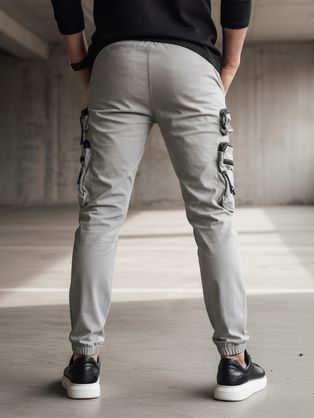 Trendy černé pánské kapsáčové jogger kalhoty UP