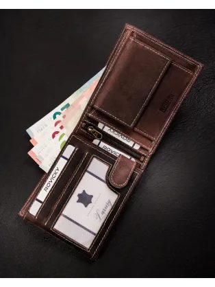 Černá kožená pánská peněženka s přezkou