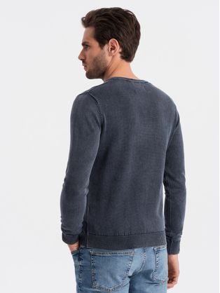 Trendy tmavě modrý pánský svetr s kapucí