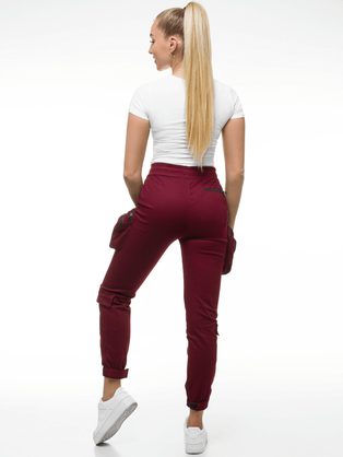 Trendové bordó dámské jogger kalhoty O/802