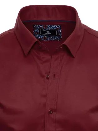 Zajímavá granátová košile s trendy vzorem V2 SHCS-0156