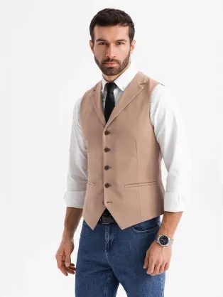 Elegantní hnědá pánská vesta V1 BLZV-0145