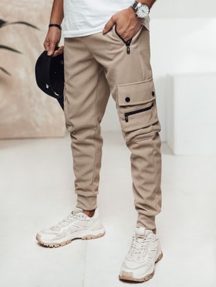Pánské béžové kapsáčové jogger kalhoty