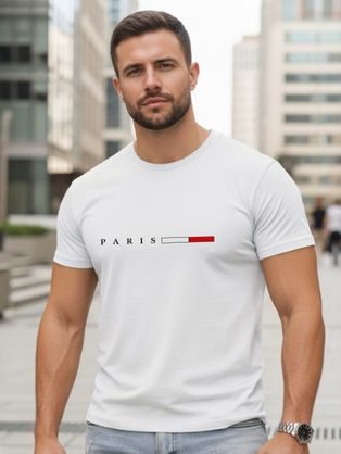 Pánské bílé tričko s nápisem „Paris“