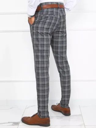 Pánské šedé chinos kalhoty s elastickým pasem V1 PACP-0158
