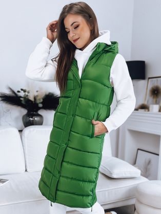Dámská dlouhá zelená vesta v trendy provedení Tuti
