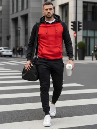 Červená mikina s raglánovými rukávy