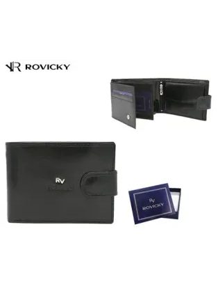 Černá kožená pánská peněženka RV s přezkou