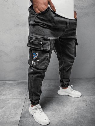 Trendové grafitové jogger kalhoty MACH/51222