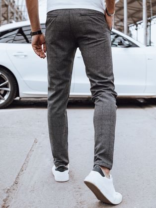 Pánské šedé chinos kalhoty s elastickým pasem V1 PACP-0158