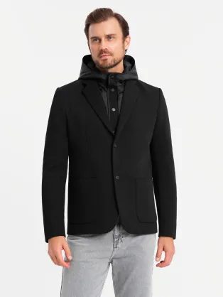 Neobyčejné černé pánské sako V2 BLZB-0133