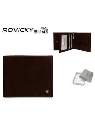 Kožená tmavě hnědá pánská peněženka ROVICKI