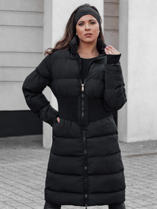 Dámská dlouhá černá prošívaná zimní bunda Fabwarm