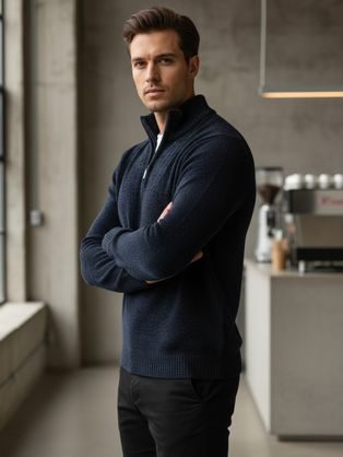 Stylový pánský svetr v grafitové barvě