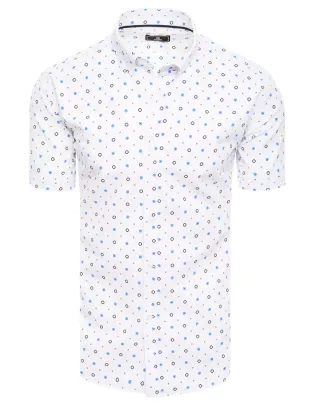 Bílá pánská košile s jednoduchým modrým vzorem