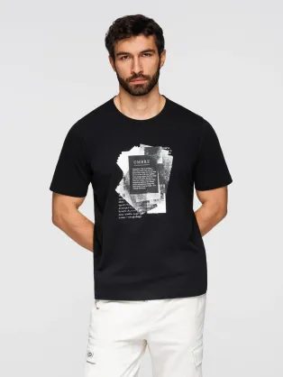 Černé pánské tričko s moderním potiskem V1 TSPT-0261