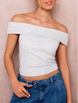 Dámský poutavý šedý crop top SLR085