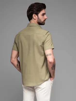 Pánská košile Casual olive V6 shss-0167