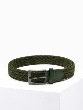 Pánský pletený pásek v khaki barvě A830