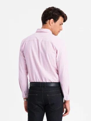 Růžová košile s jemným vzorem V2 SHOS-0170