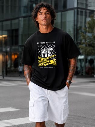 Černé tričko oversize s potiskem ME