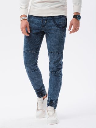 Riflové jogger kalhoty v modré barvě P1056