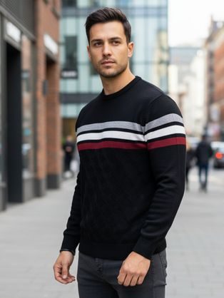 Trendy černý pánský svetr