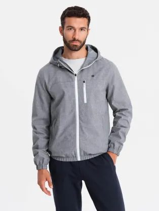 Pohodlná šedá přechodná sportovní bunda V3 JANP-0136