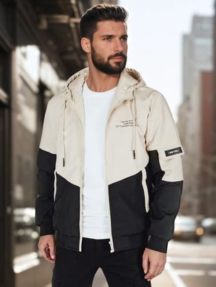 Trendy béžovo-černá sportovní bunda