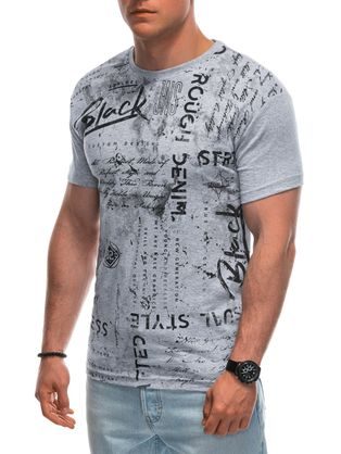 Šedé pánské tričko s popisem S1941