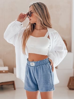 Krásné dámské růžové riflové kraťasy Glamwear