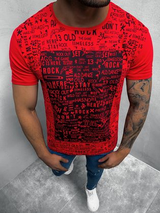 Červené tričko se stylovým potiskem O/1173Z