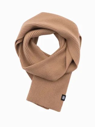 Trendy pletená světle hnědá pánská šála V4 ACSF-0119