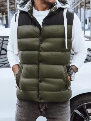 Trendy vesta s kapucí v zelené barvě