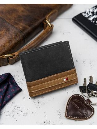 Černo-hnědá originální kožená peněženka Wild