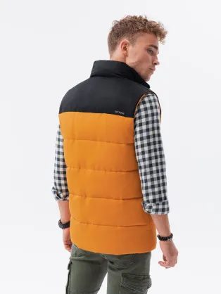 Stylová hořčicová prošívaná vesta V36