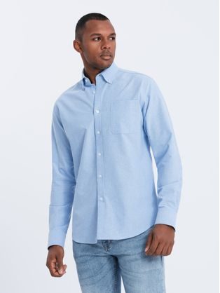 Elegantní modrá košile oxford V4 OM0108