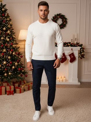 Módní granátové kalhoty s károvaným vzorem