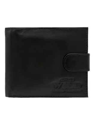 Černá kožená pánská peněženka s přezkou