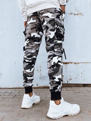 Trendy maskáčové bílé jogger kalhoty