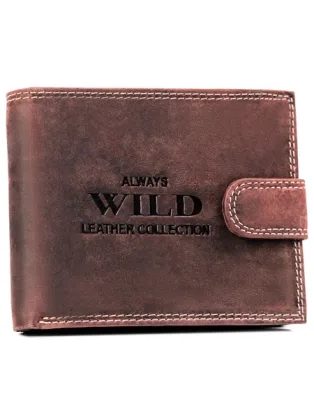 Pánská kožená peněženka v tmavě hnědé barvě WILD