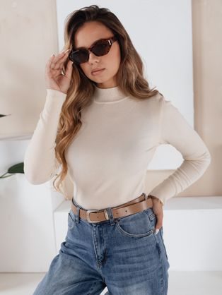 Jednobarevný dámsky polorolak v barvě ecru TARLENA