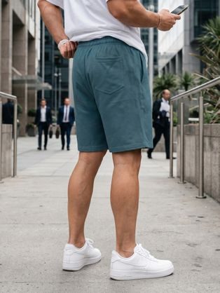 Pánské khaki teplákové šortky Basic