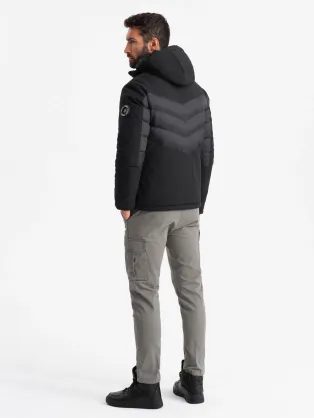 Módní černá zimní pánská bunda