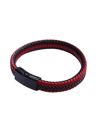 Pánský pletený náramek černo-červený