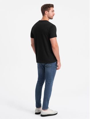 Bavlněné klasické černé tričko s krátkým rukávem V1 TSBS-0146