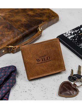Hnědá kožená peněženka WILD s přezkou