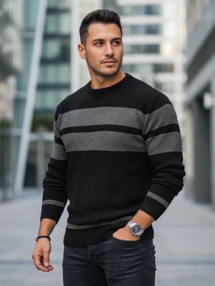 Moderní černý pánský svetr