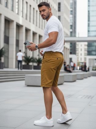 Pánské černé chinos šortky s lemem V9 SRCS-0197