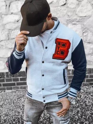 Originální šedá mikina v baseballovém stylu